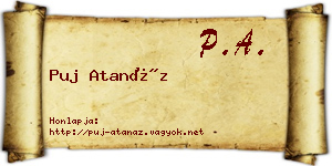 Puj Atanáz névjegykártya
